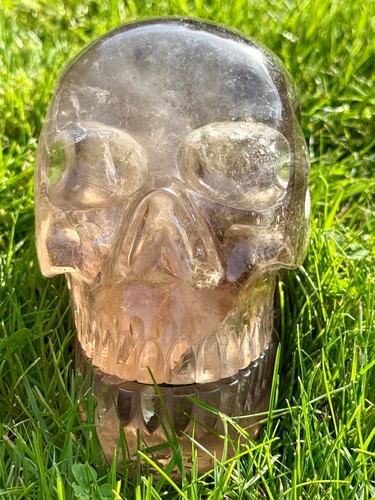 Smoky quartz crystal - quartz, skull